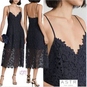 ASTR the Label‎ Lace A Line Midi Dress Large Navy